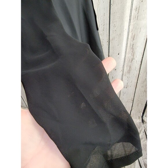 MDS Women's XS Zara Basic Sheer Sleeve Open Front Black Faux Leather Jacket Coat - Picture 4 of 10